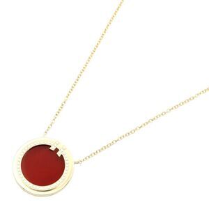Tiffany & Co T TWO Carnelian Diamond Necklace K18 YG